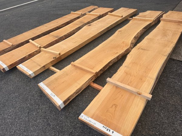 スラ）銘木 欅 けやき ケヤキ 杢 一枚板 耳付板 杢 敷台 盤